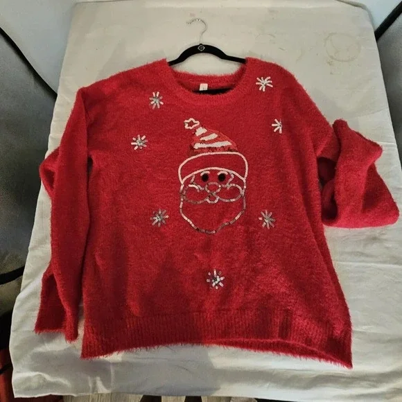 Red Ugly Christmas Sweater Santa Sequins XXL - Picture 4 of 8